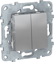 Переключатель без рамки Schneider Electric Unica New 2-кл. проходной алюминий картинка